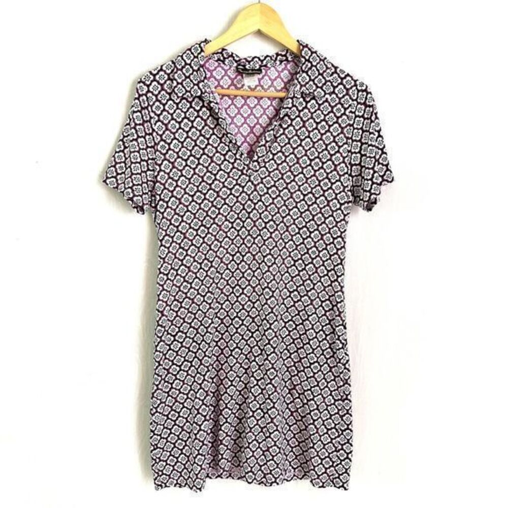 Tommy Bahama Womens Purple and White Pattern Collar‎ Nylon Mini Dress Size S